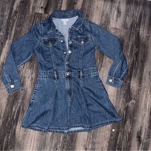 Girls' Long Sleeve Denim Dress - Cat & Jack™ Dark Wash